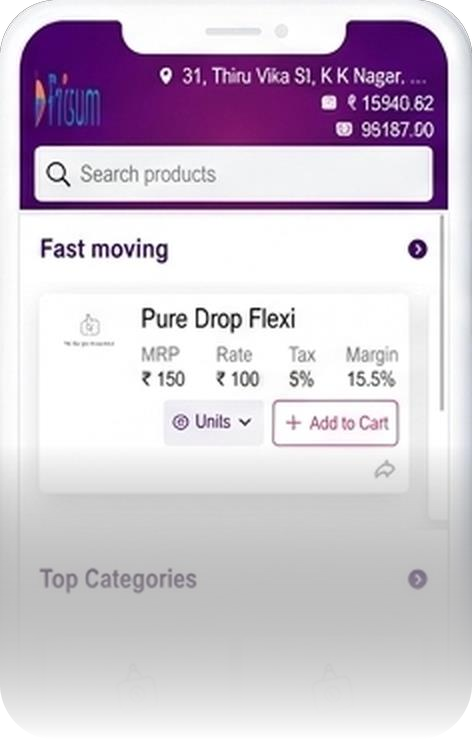 eRetail app home with fast-moving products
